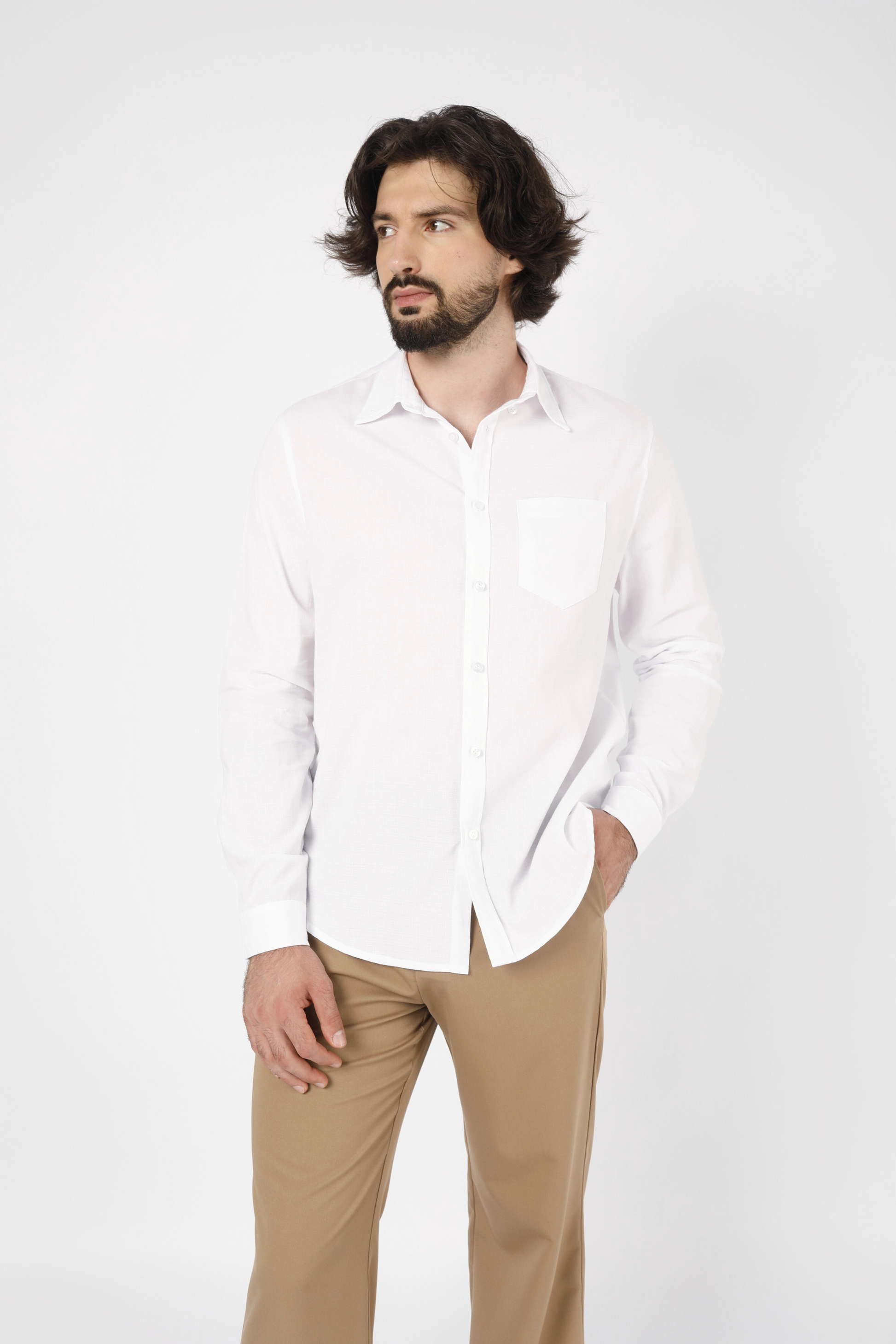 CAMISA DE LINO PARA HOMBRE MANGA LARGA LAIS