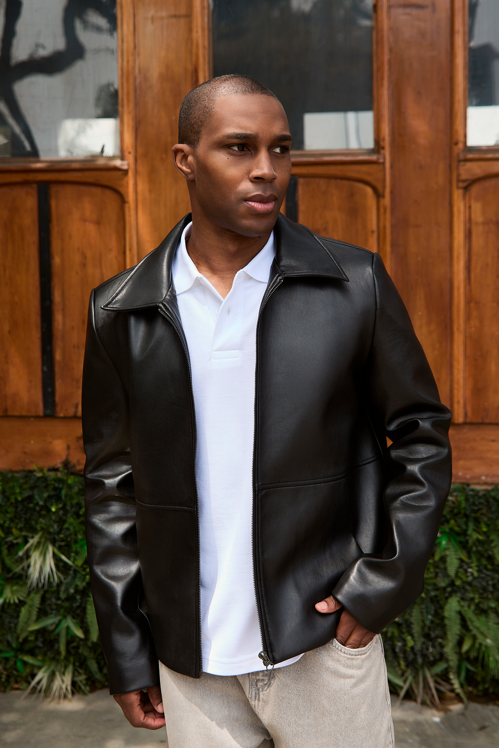 CASACA DE CUERINA PARA HOMBRE NEGRO DAMIAN