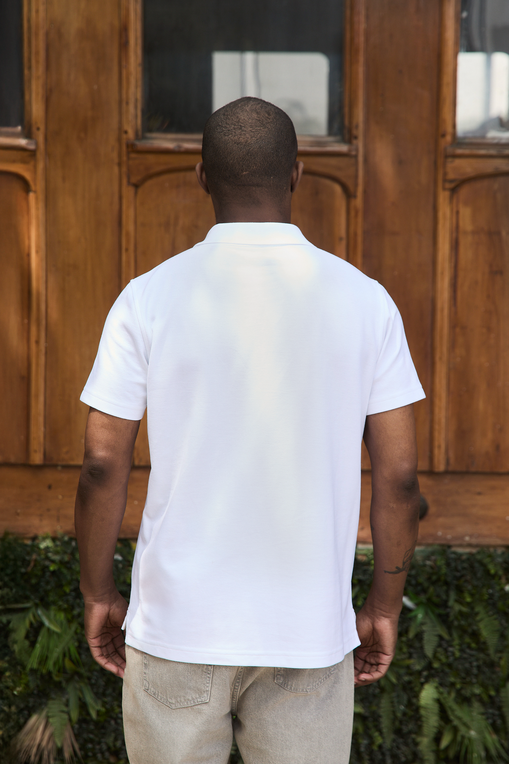 POLO CAMISERO DE PIQUÉ DE ALGODÓN PIMA BLANCO
