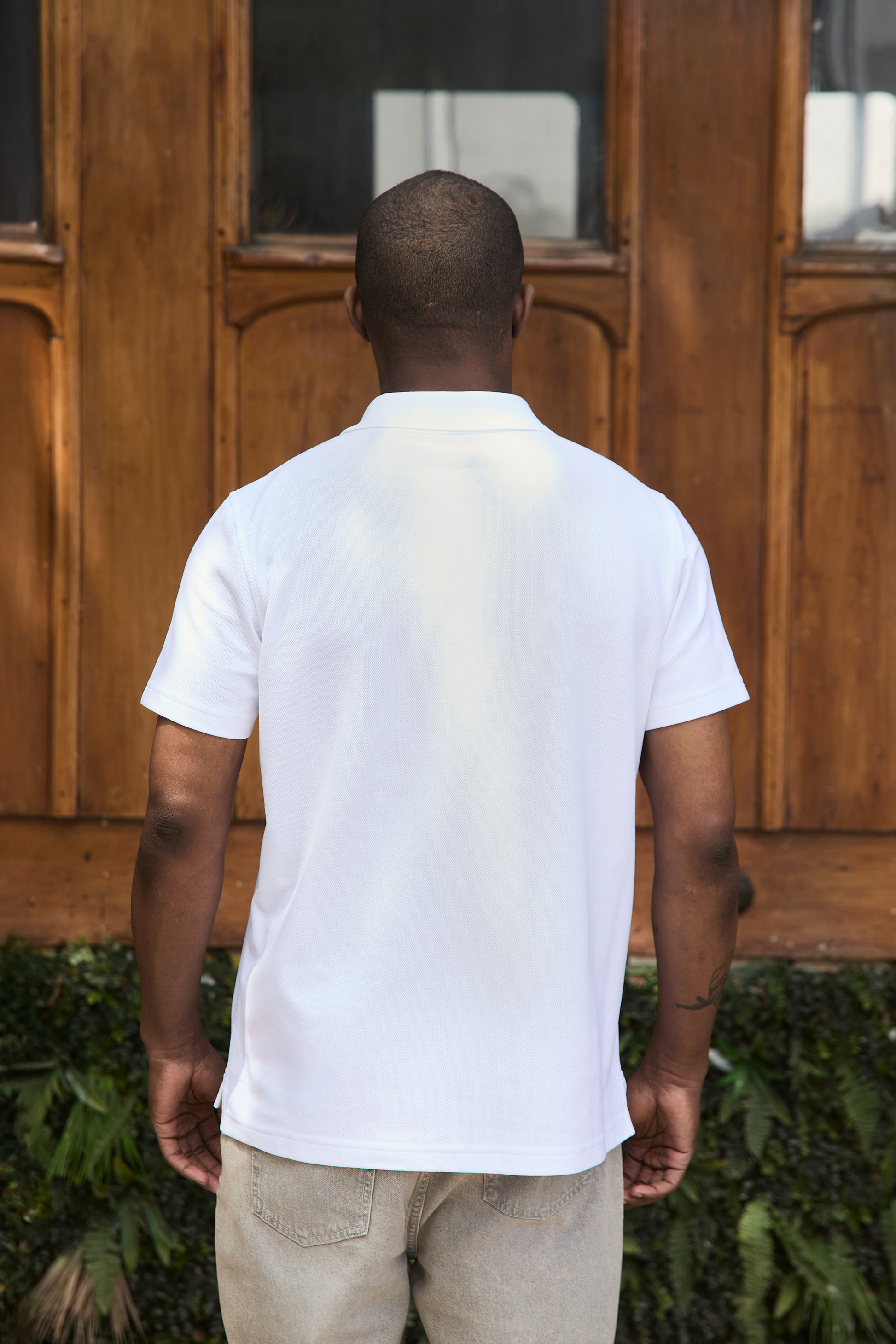 POLO CAMISERO DE PIQUÉ DE ALGODÓN PIMA BLANCO