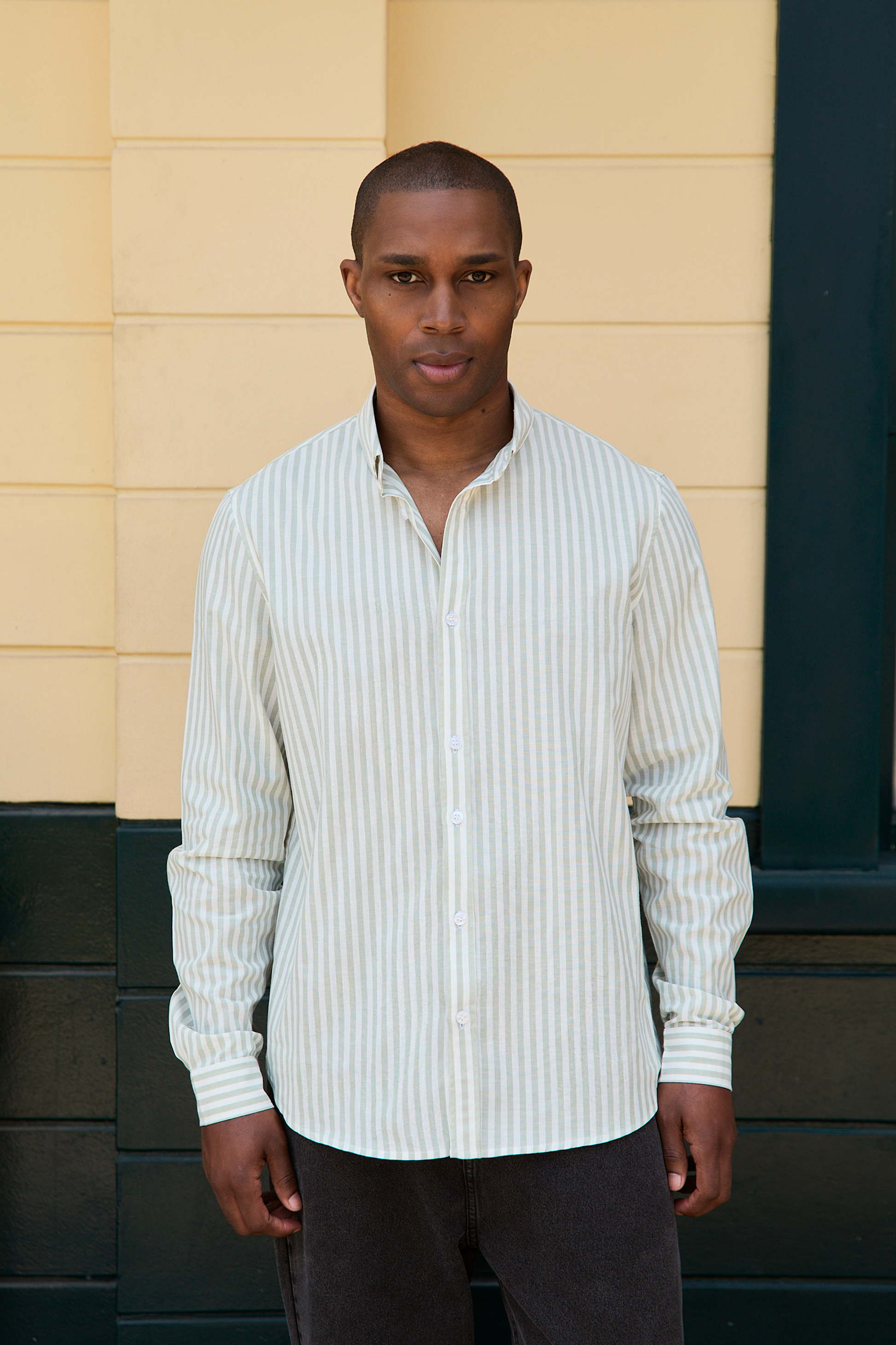 CAMISA DE MANGA LARGA A RAYAS VERDE Y BLANCO FERNANDO