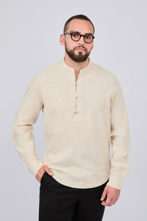 CAMISA MANGA LARGA CUELLO MAO CRUDO - NEXO