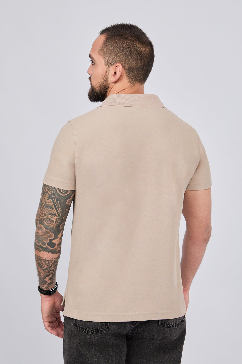 POLO CAMISERO DE PIQUÉ DE ALGODÓN PIMA TOPO