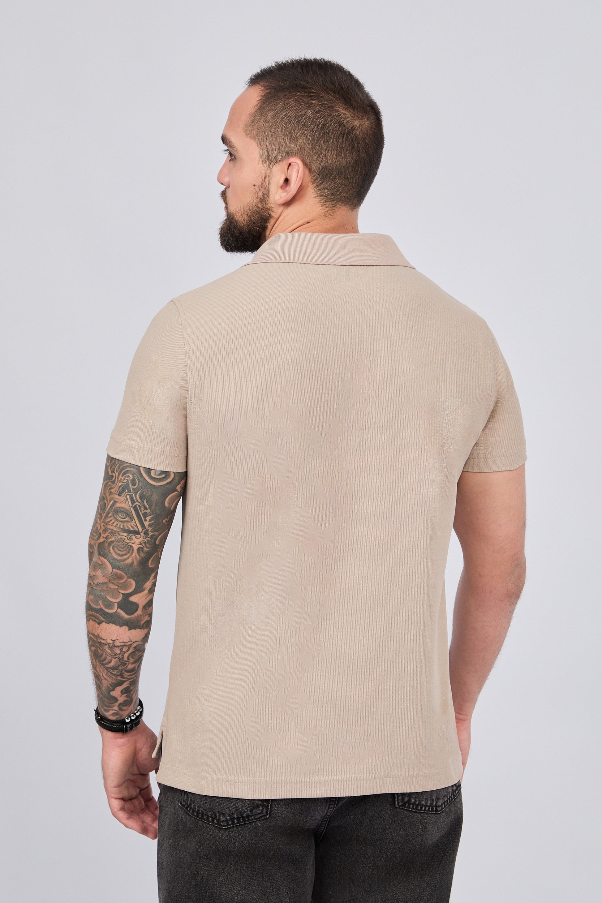 POLO CAMISERO DE PIQUÉ DE ALGODÓN PIMA TOPO
