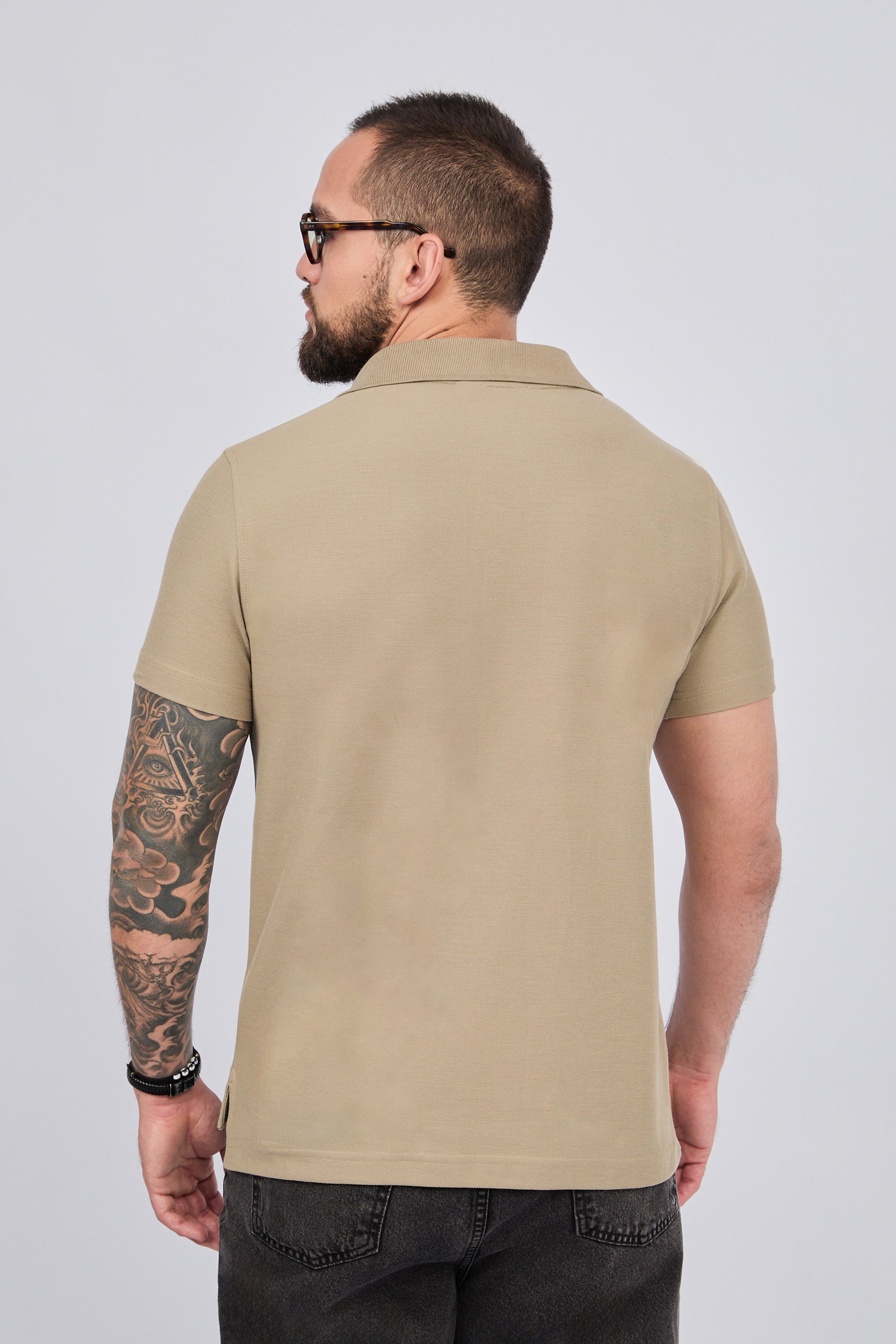 POLO CAMISERO DE PIQUÉ DE ALGODÓN PIMA OLIVO