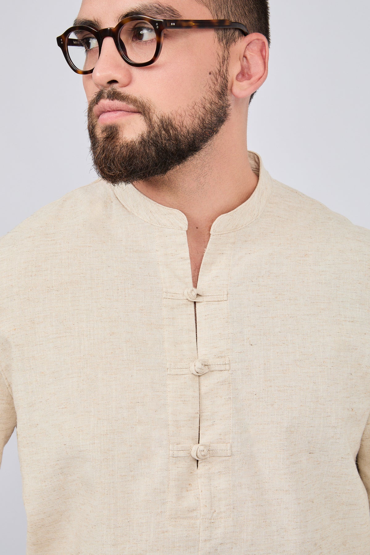 CAMISA MANGA LARGA CUELLO MAO CRUDO - NEXO
