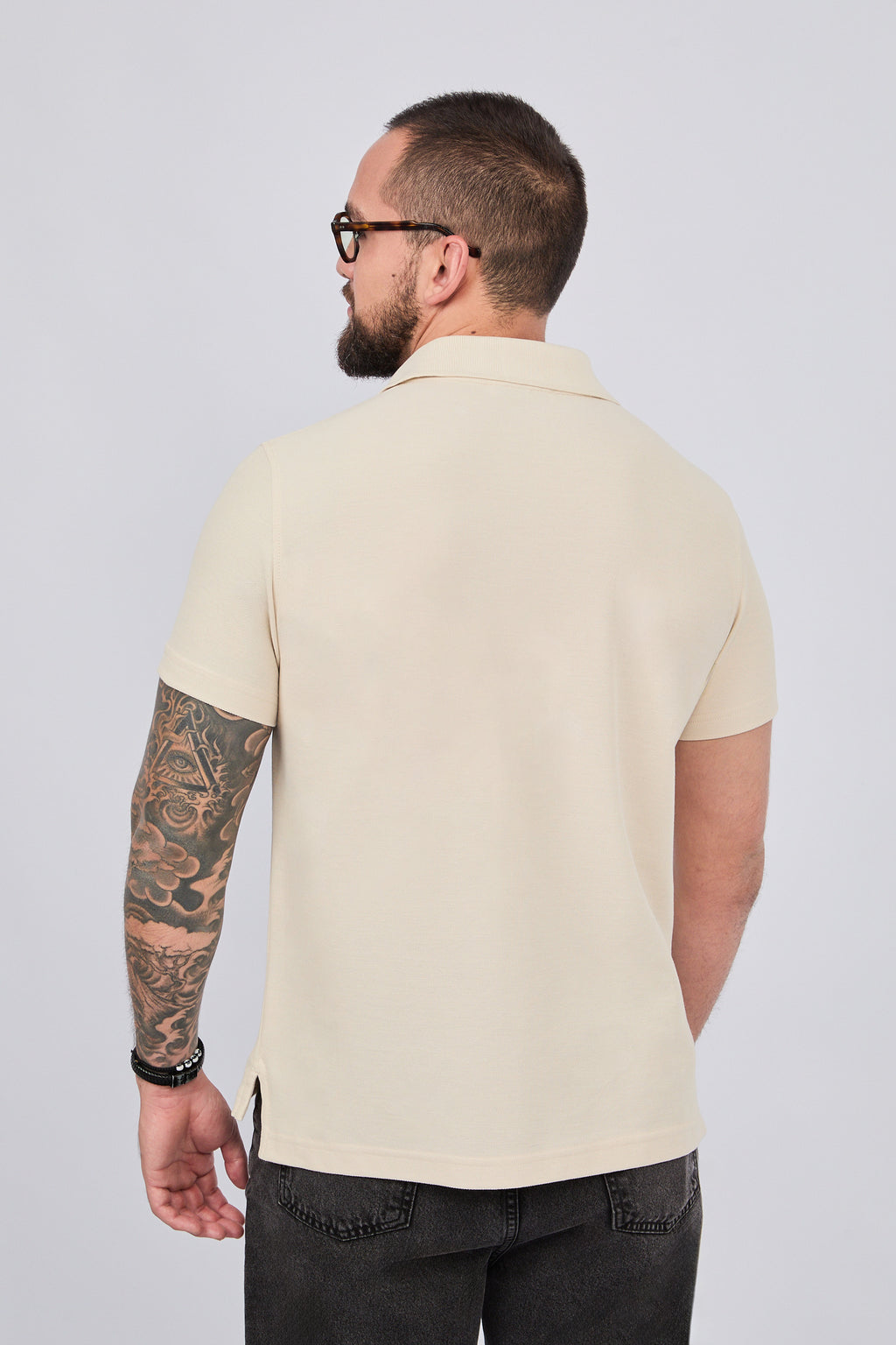 POLO CAMISERO DE PIQUÉ DE ALGODÓN PIMA BEIGE