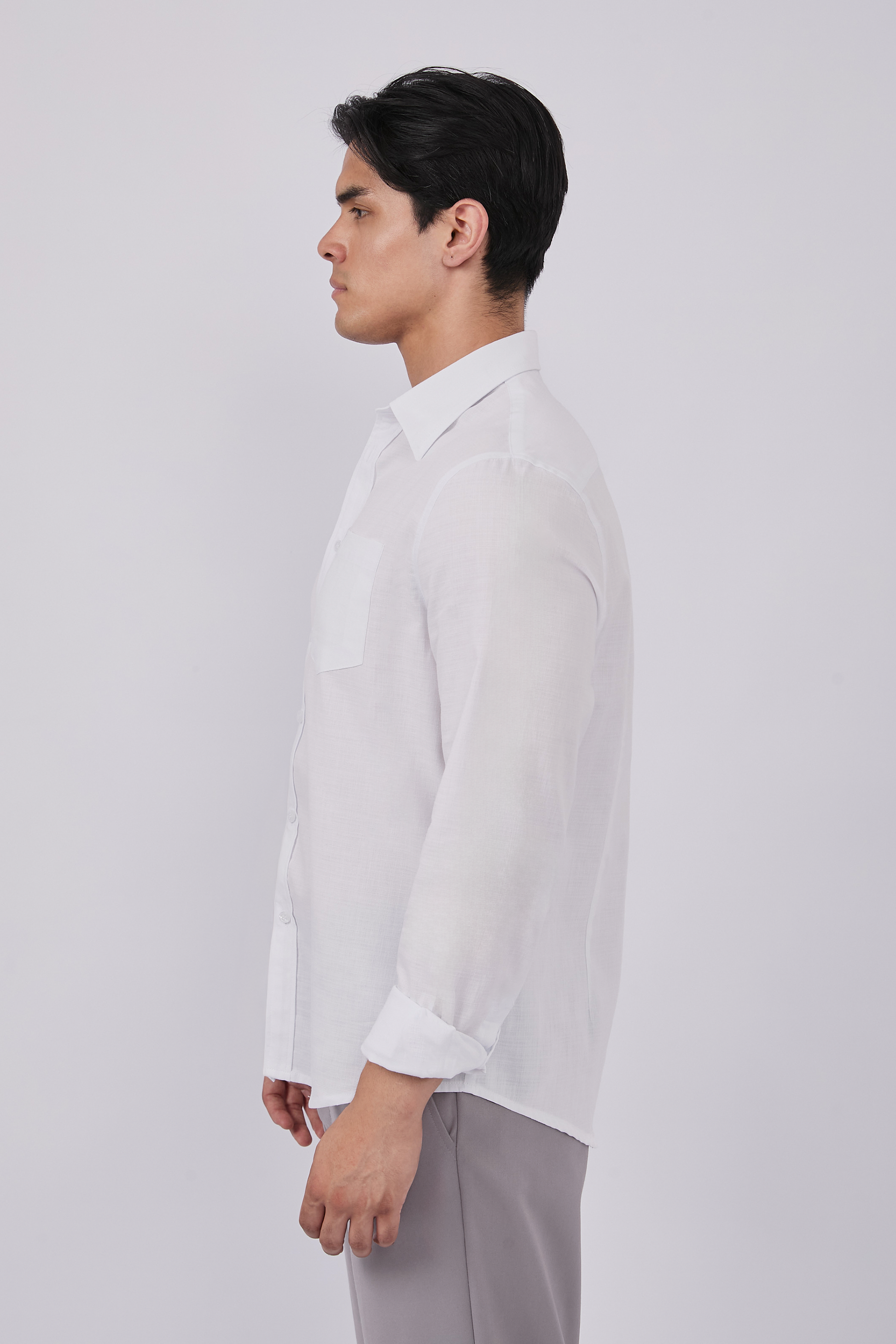 CAMISA DE LINO PARA HOMBRE MANGA LARGA LAIS PERLA