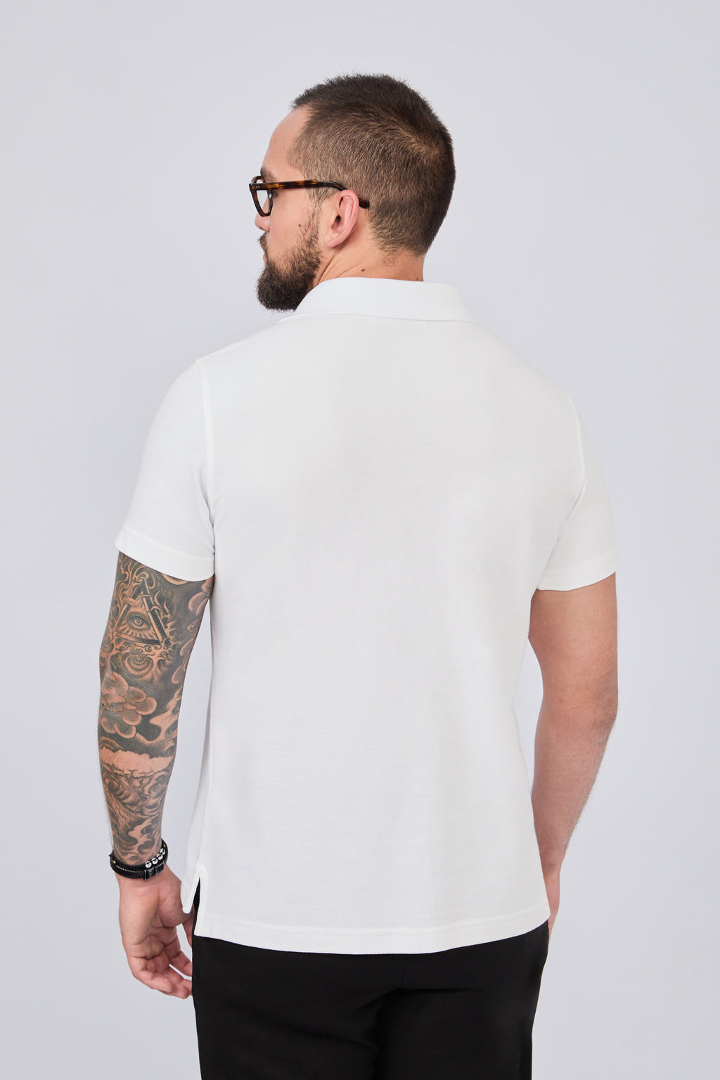 POLO CAMISERO DE PIQUÉ DE ALGODÓN PIMA BLANCO