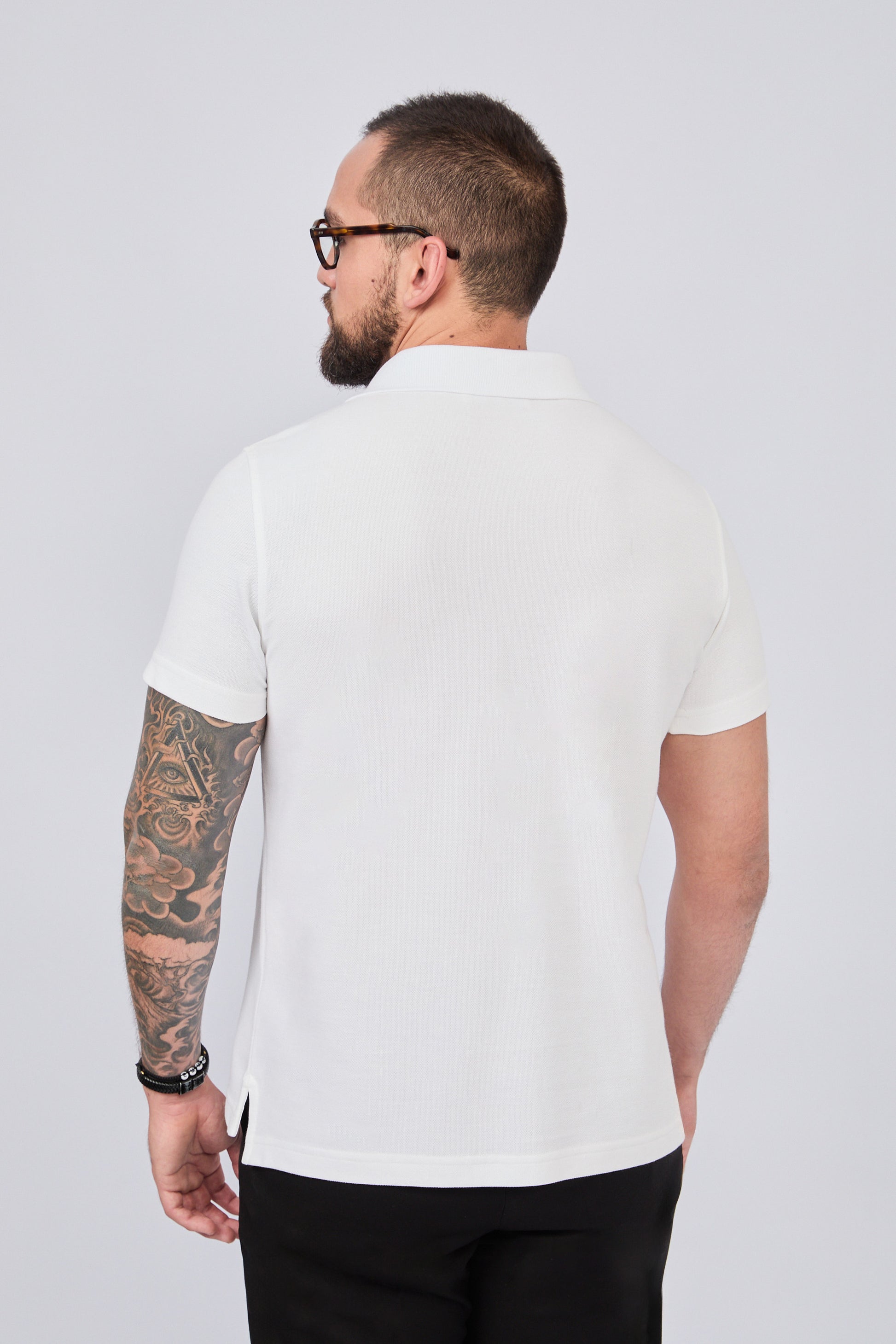 POLO CAMISERO DE PIQUÉ DE ALGODÓN PIMA BLANCO