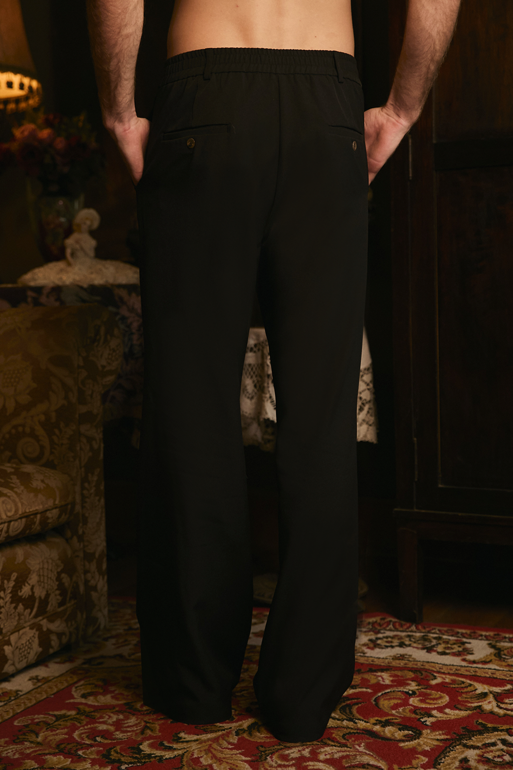 PANTALON PALAZO DE VESTIR PARA HOMBRE YAARUB NEGRO