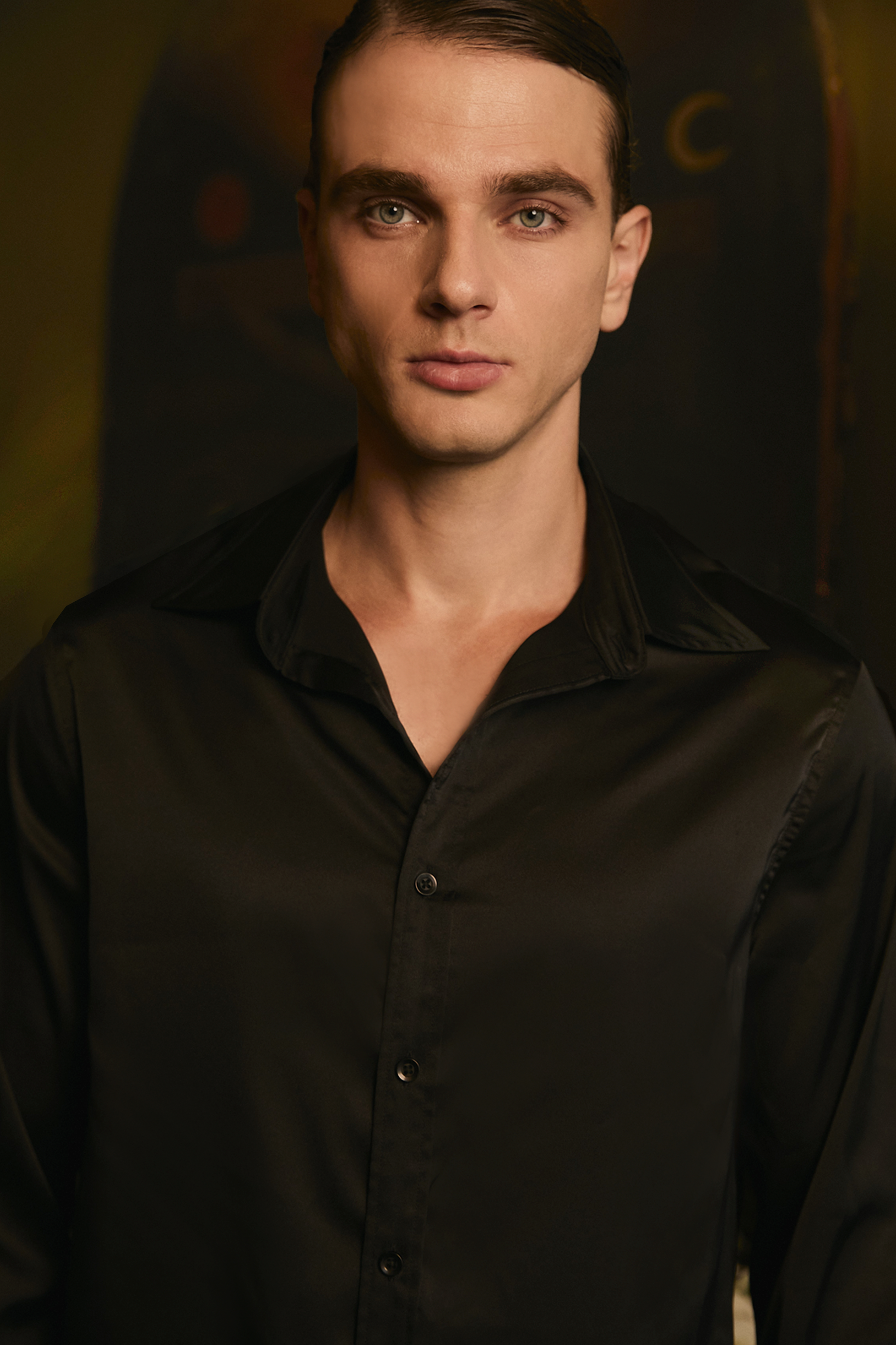 CAMISA DE SEDA PARA HOMBRE MANGA LARGA NEGRO