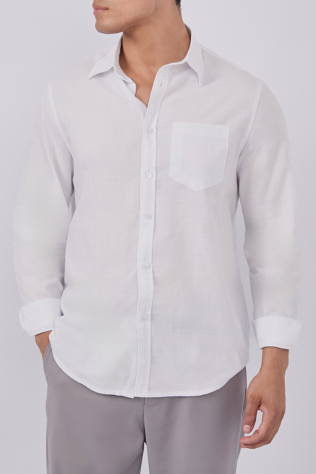 CAMISA DE LINO PARA HOMBRE MANGA LARGA LAIS PERLA