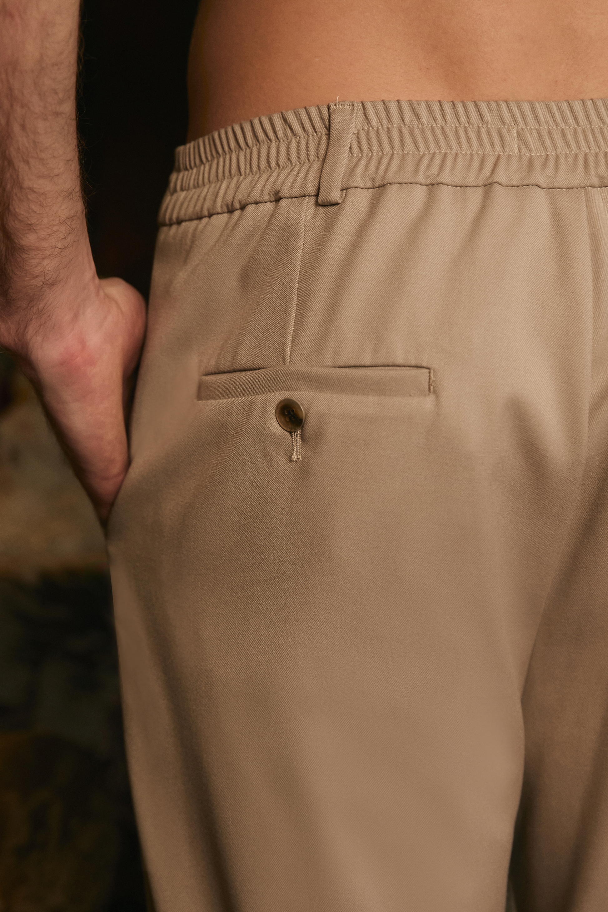 PANTALON PALAZO DE VESTIR PARA HOMBRE YAARUB BEIGE OSCURO