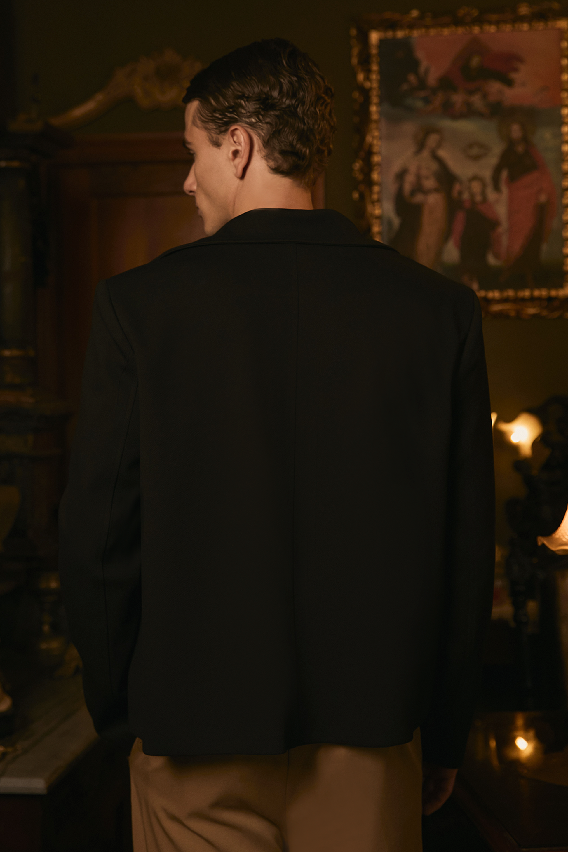 CASACA DE HOMBRE TIPO JACKET CON CIERRE FRONTAL NEGRO ADRIAN