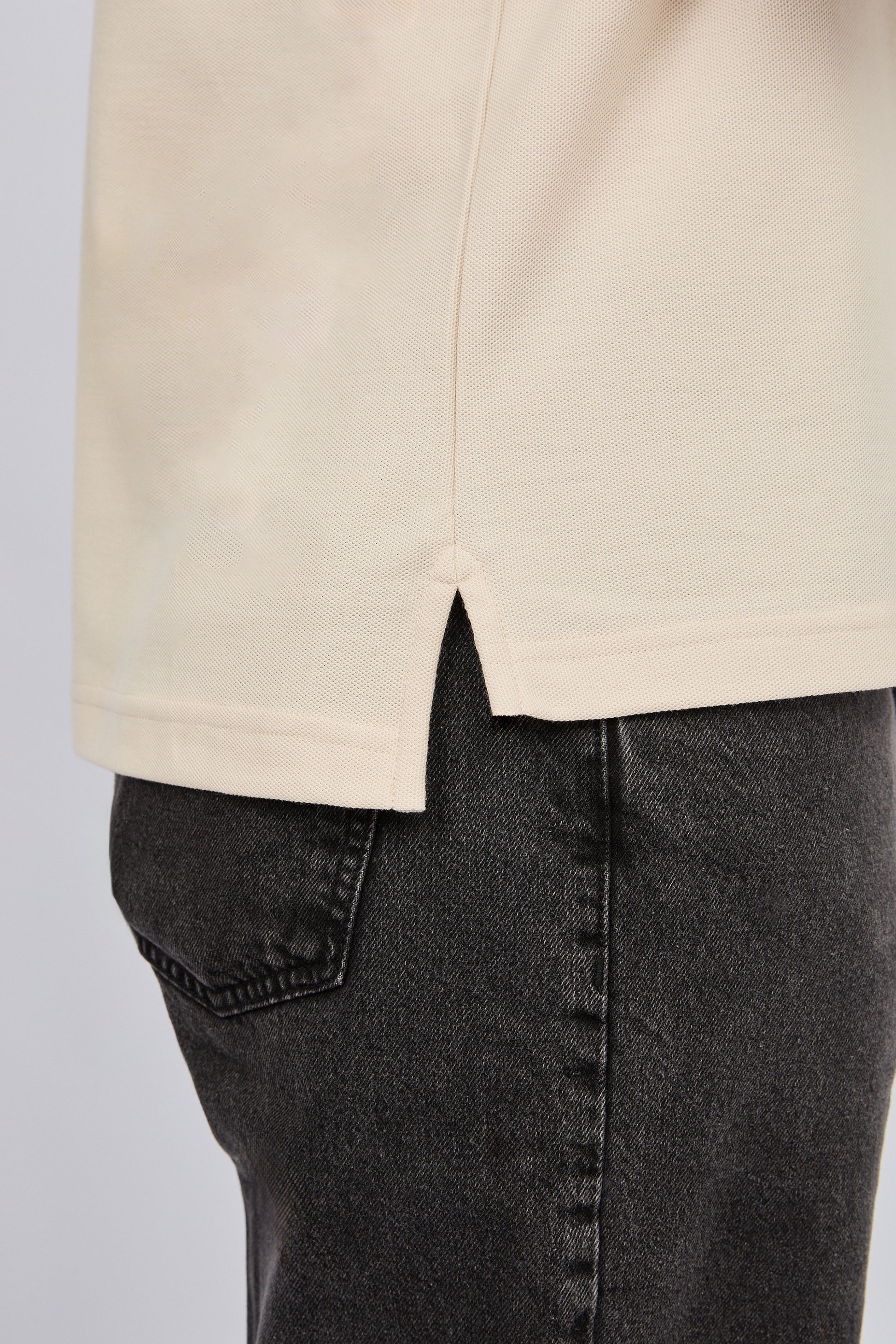POLO CAMISERO DE PIQUÉ DE ALGODÓN PIMA BEIGE