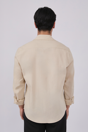 CAMISA DE LINO PARA HOMBRE MANGA LARGA LAIS BEIGE