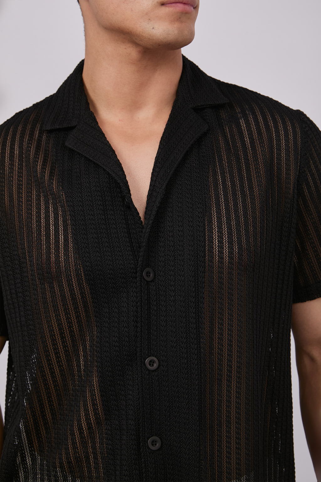 CAMISA DE MALLA PARA HOMBRE MANGA CORTA NEGRO - LIMA