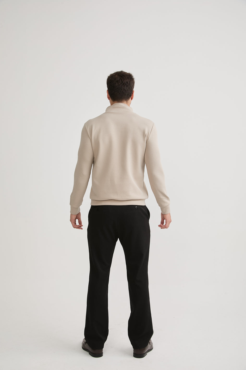POLERA HOMBRE CUELLO ALTO CON CIERRE DE ALGODÓN - BEIGE