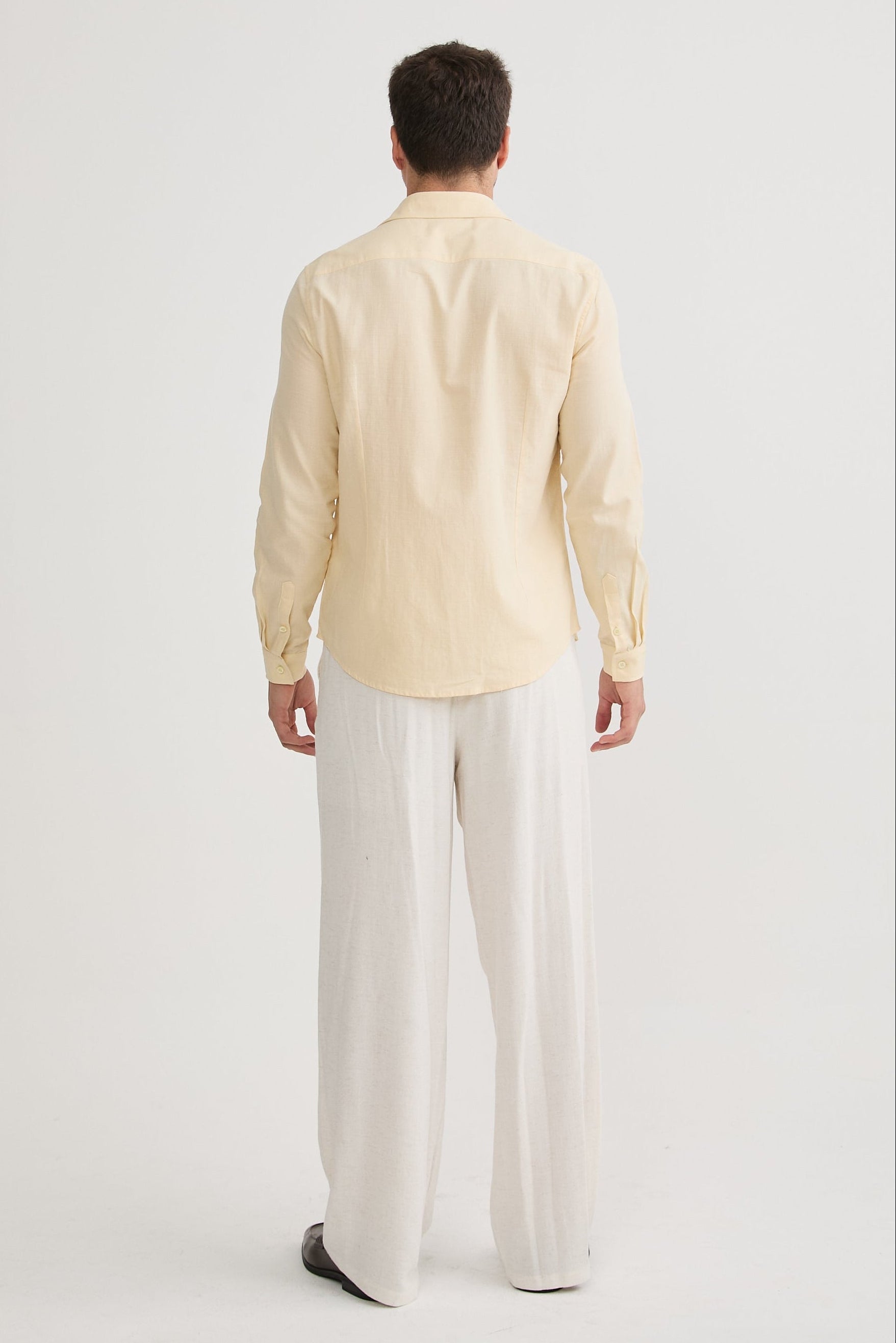 CAMISA DE LINO PARA HOMBRE MANGA LARGA LAIS AMARILLO