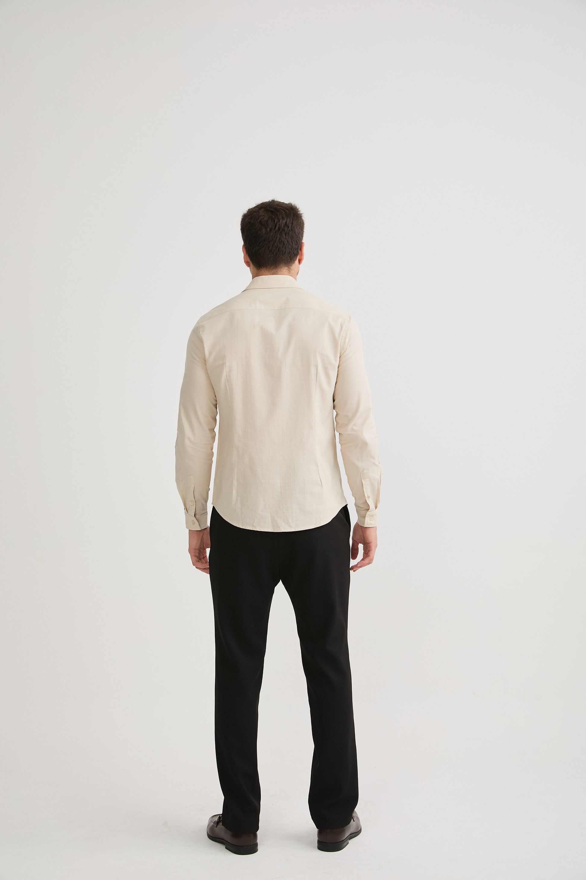 CAMISA DE LINO PARA HOMBRE MANGA LARGA LAIS BEIGE