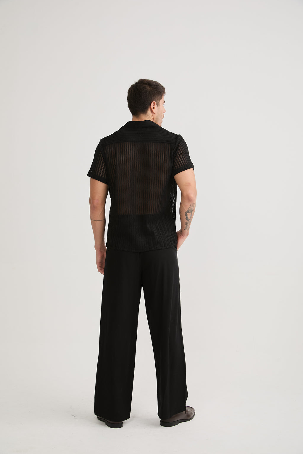 CAMISA DE MALLA PARA HOMBRE MANGA CORTA NEGRO - LIMA