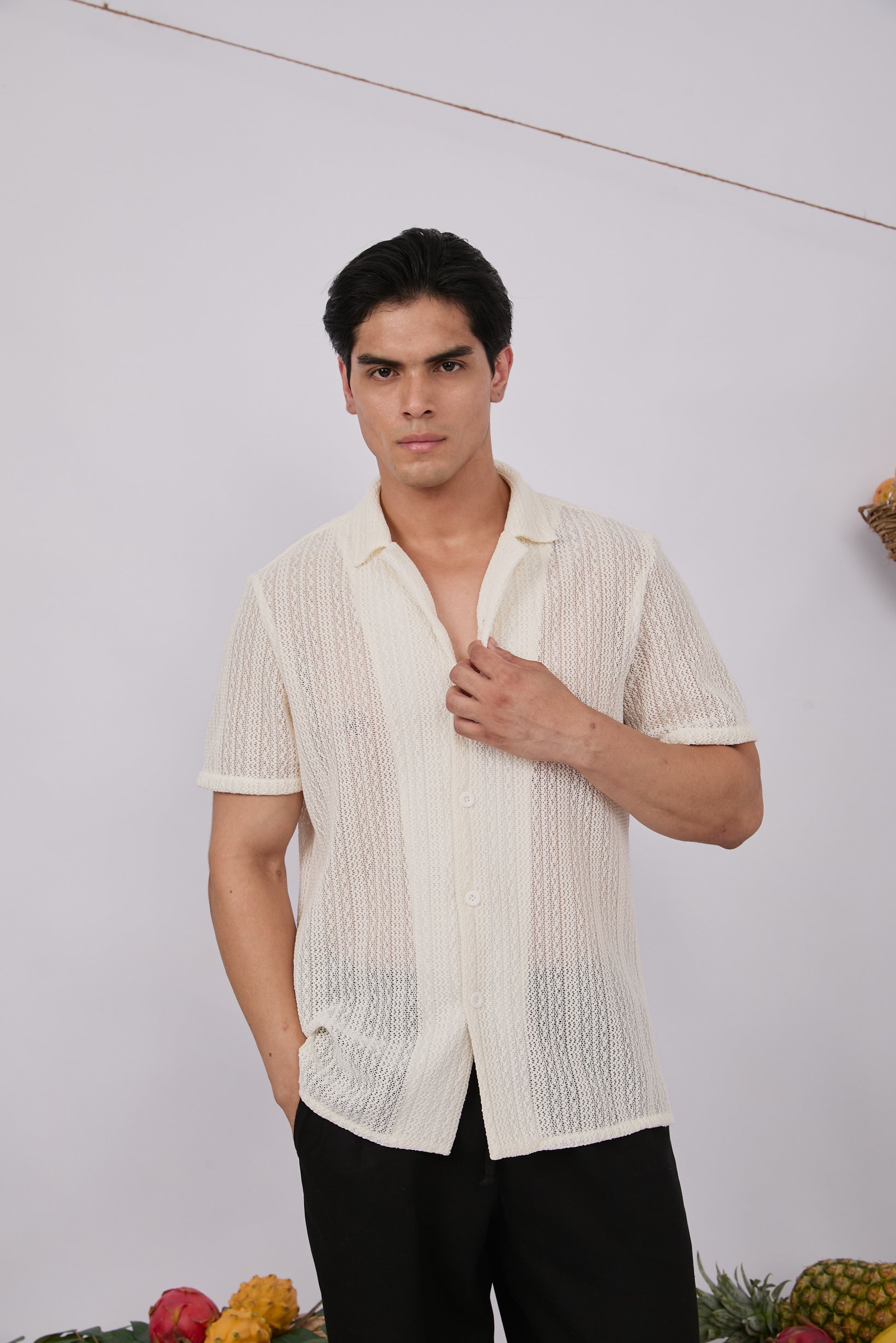 CAMISA DE MALLA PARA HOMBRE MANGA CORTA PERLA - LIMA