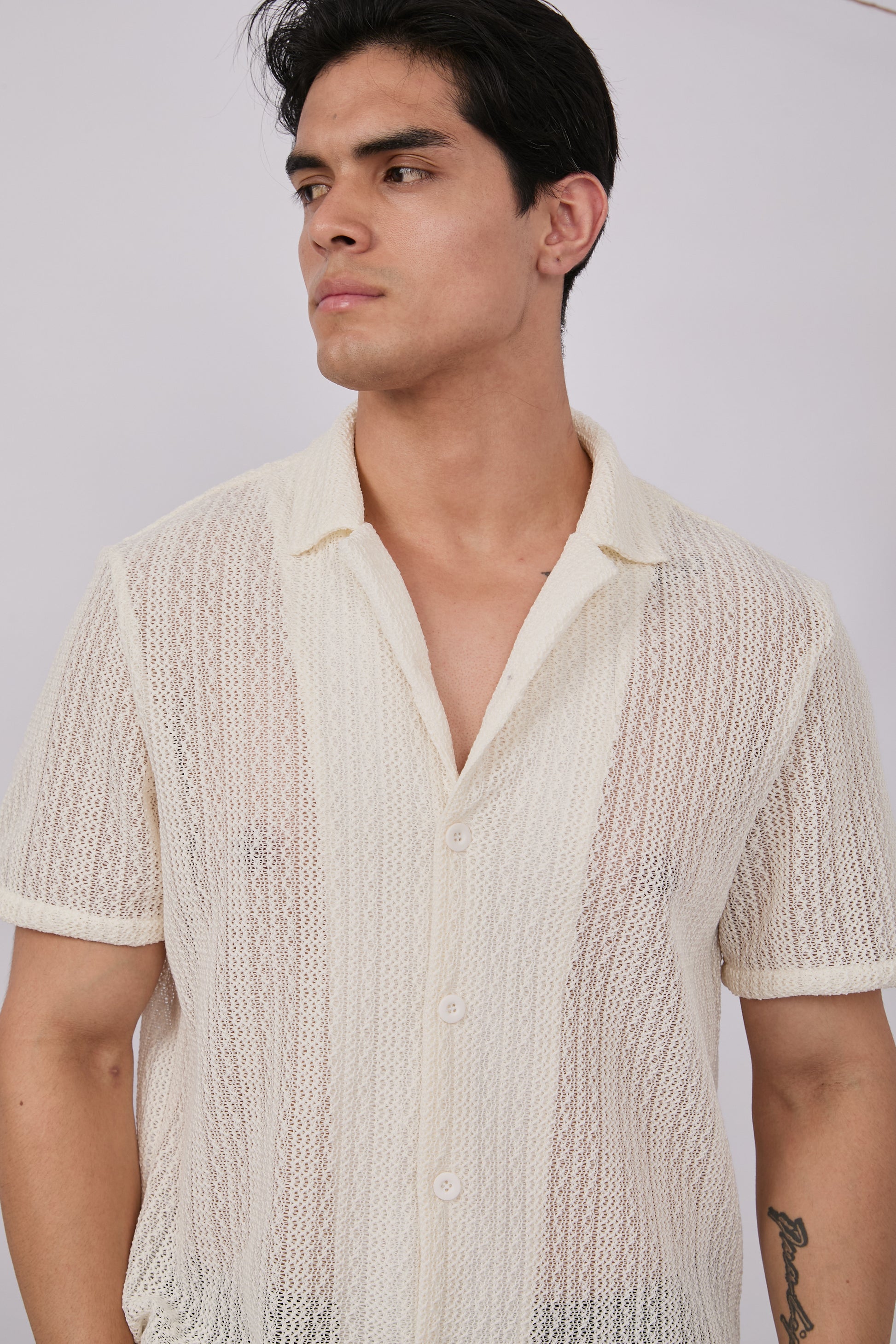 CAMISA DE MALLA PARA HOMBRE MANGA CORTA PERLA - LIMA