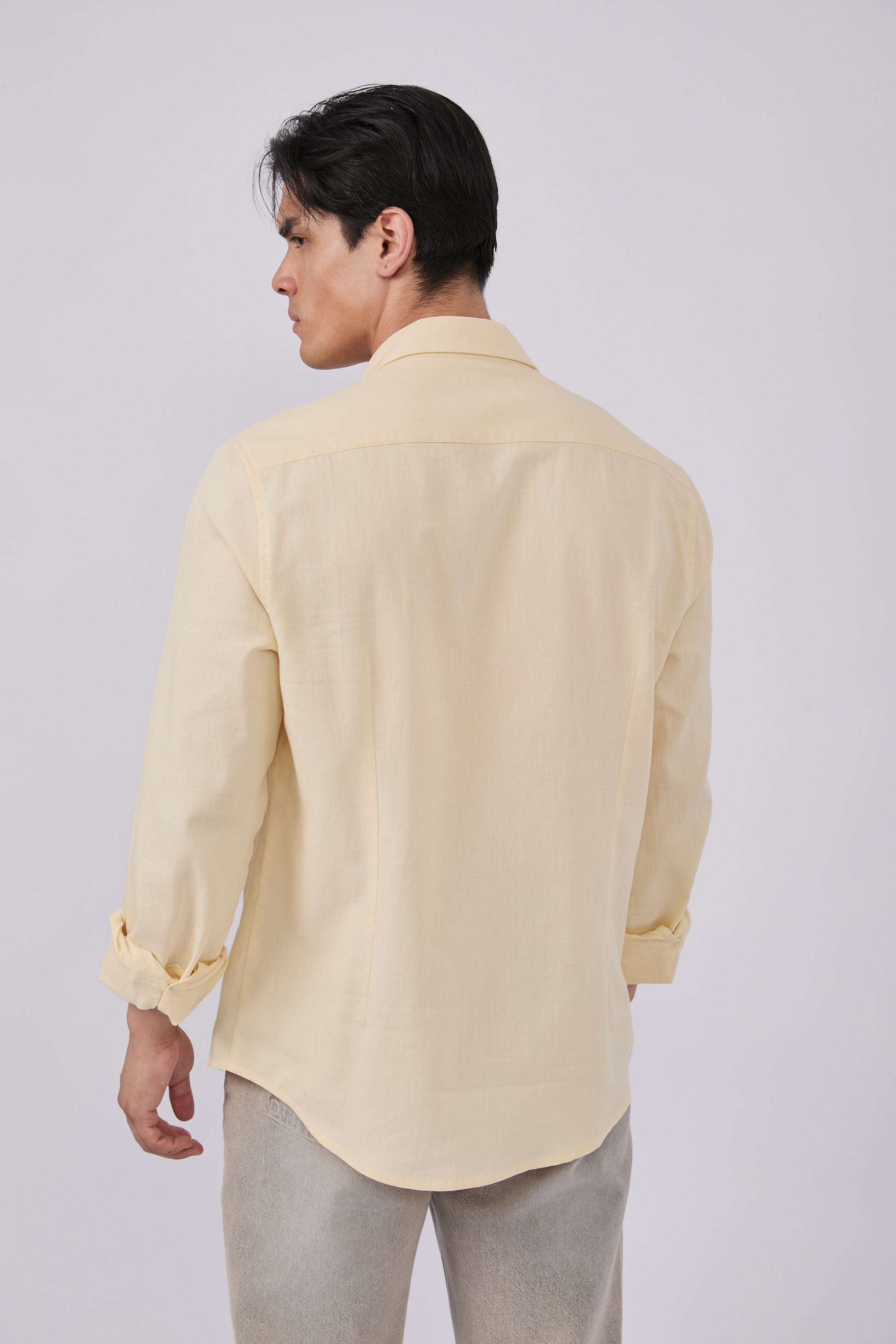 CAMISA DE LINO PARA HOMBRE MANGA LARGA LAIS AMARILLO