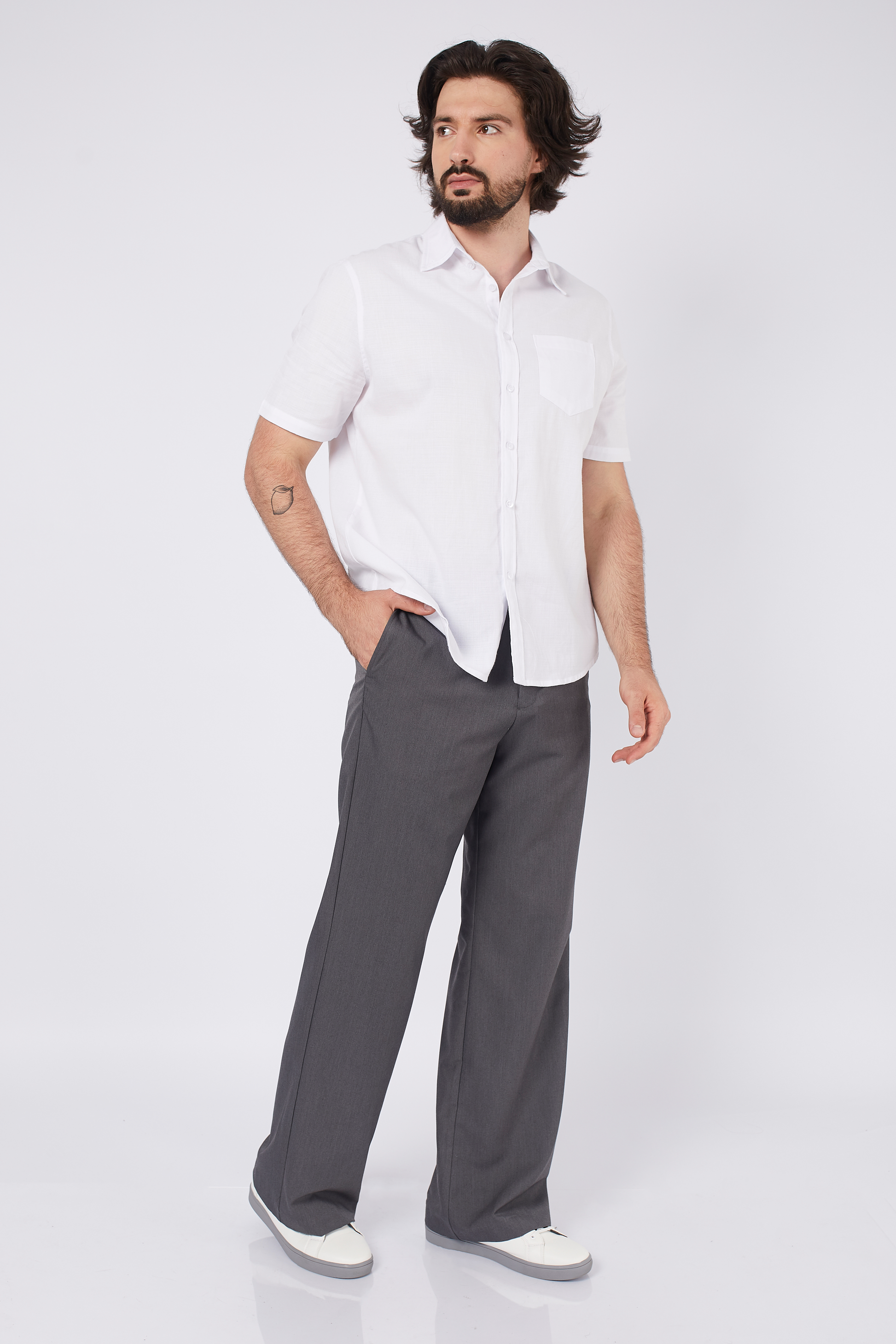 CAMISA DE LINO PARA HOMBRE MANGA CORTA LAIS PERLA