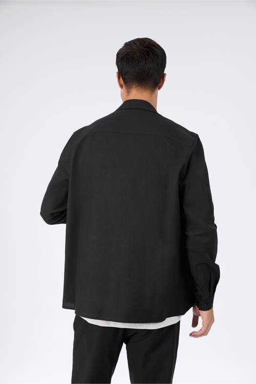 CAMISA SACO DE LINO PARA HOMBRE GAEL NEGRO