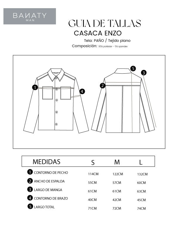 CASACA DE PAÑO PARA HOMBRE ENZO NEGRO