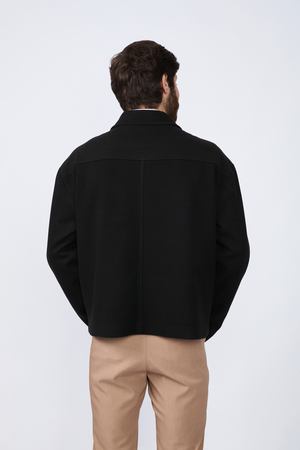 CASACA DE PAÑO PARA HOMBRE ENZO NEGRO