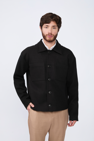 CASACA DE PAÑO PARA HOMBRE ENZO NEGRO