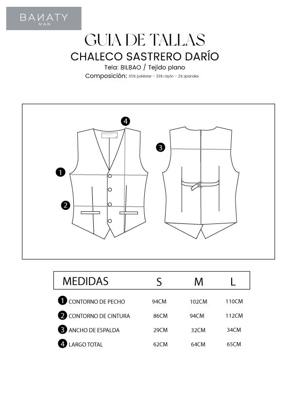 CHALECO DE SASTRE PARA HOMBRE NEGRO DARIO
