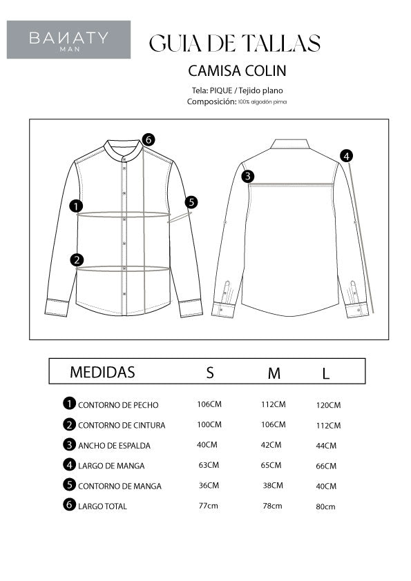 CAMISA DE CUELLO NERU DE ALGODON PIMA COLLIN ACERO