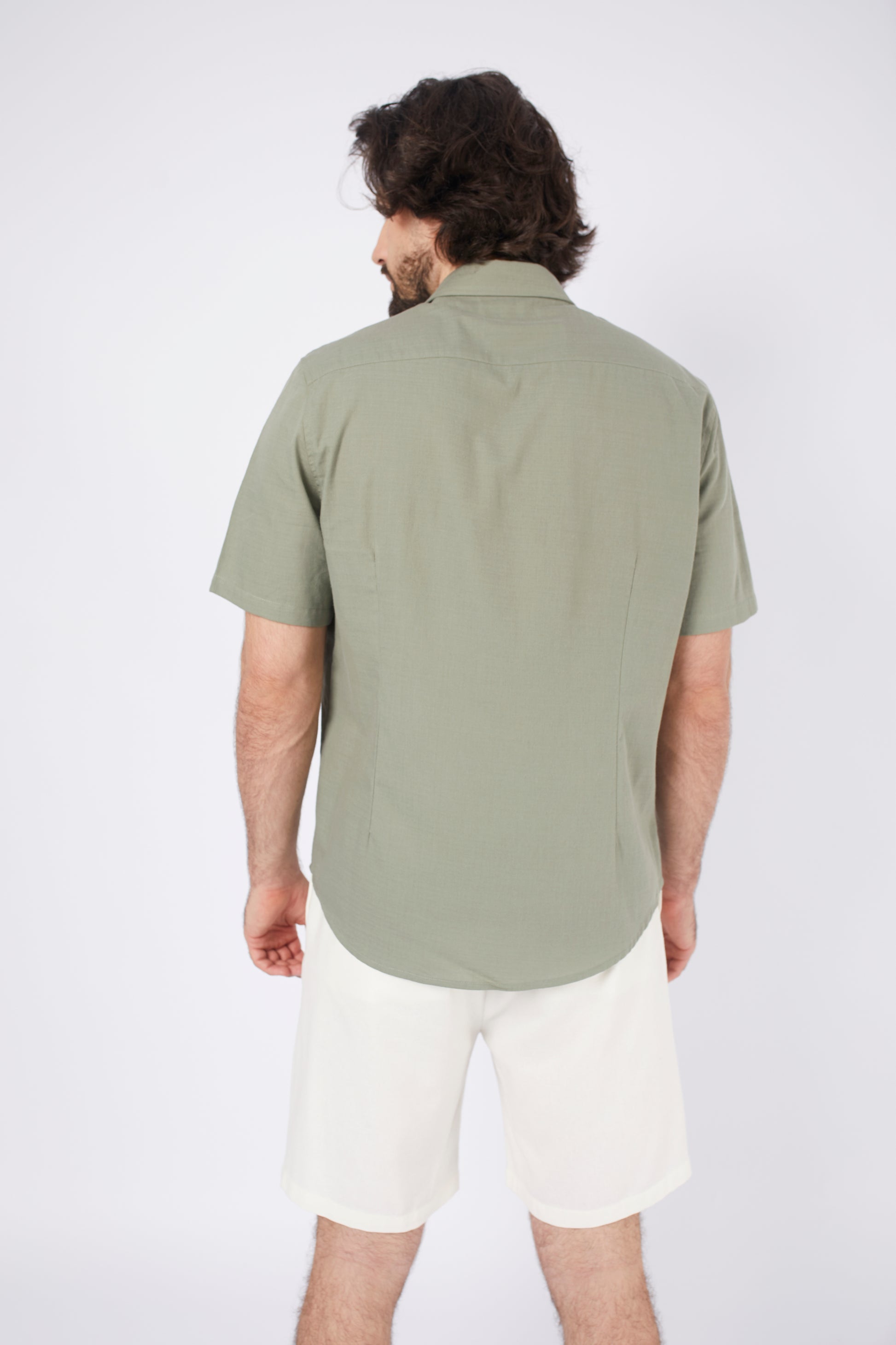 CAMISA DE LINO PARA HOMBRE MANGA CORTA LAIS OLIVO