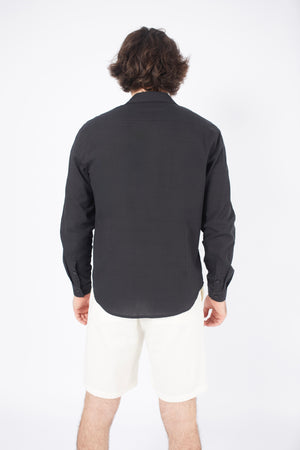 CAMISA DE LINO PARA HOMBRE MANGA LARGA LAIS NEGRO
