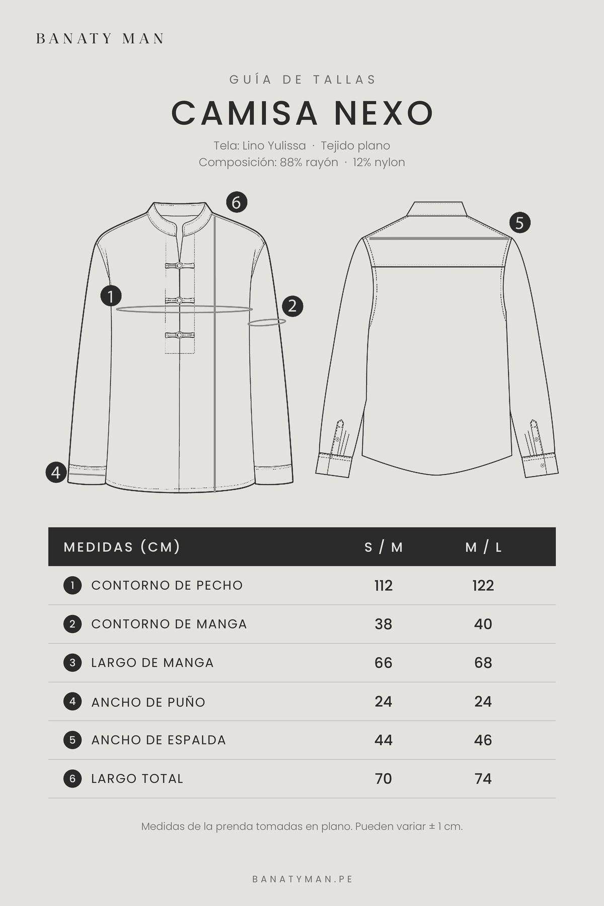 CAMISA MANGA LARGA CUELLO MAO CAMEL - NEXO