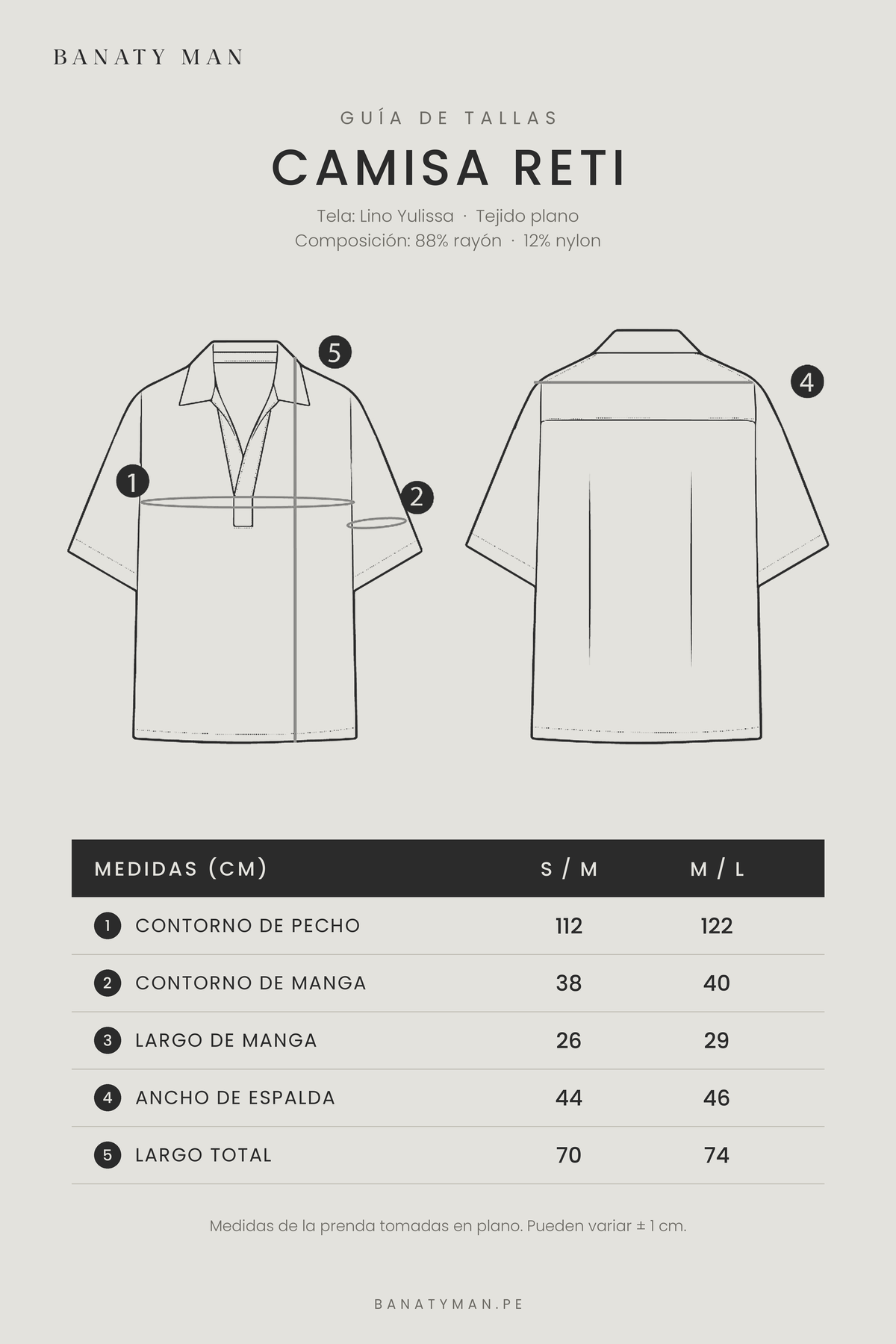 CAMISA MANGA CORTA CUELLO ABIERTO DE LINO CRUDO - RETI