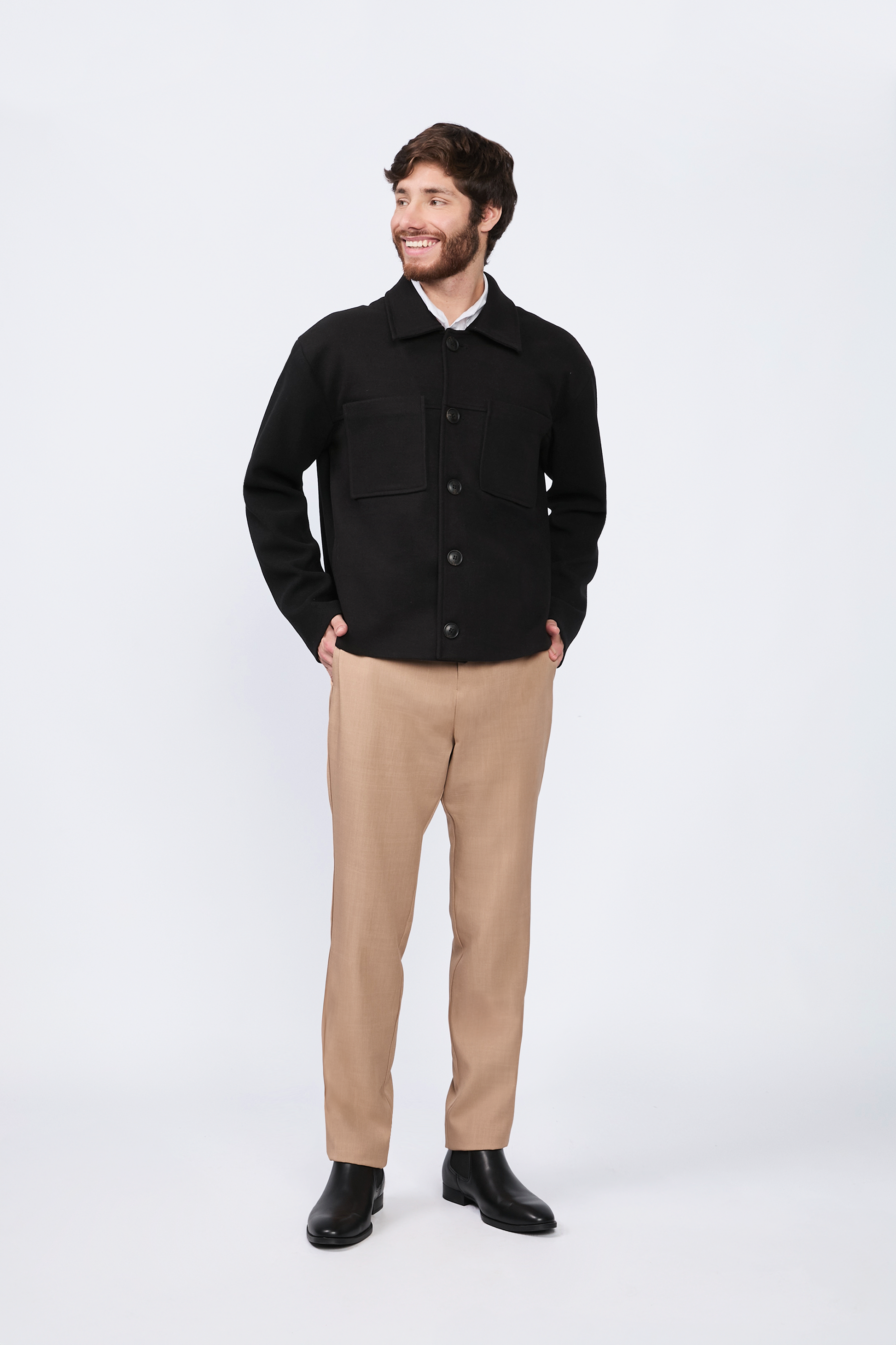CASACA DE PAÑO PARA HOMBRE ENZO NEGRO