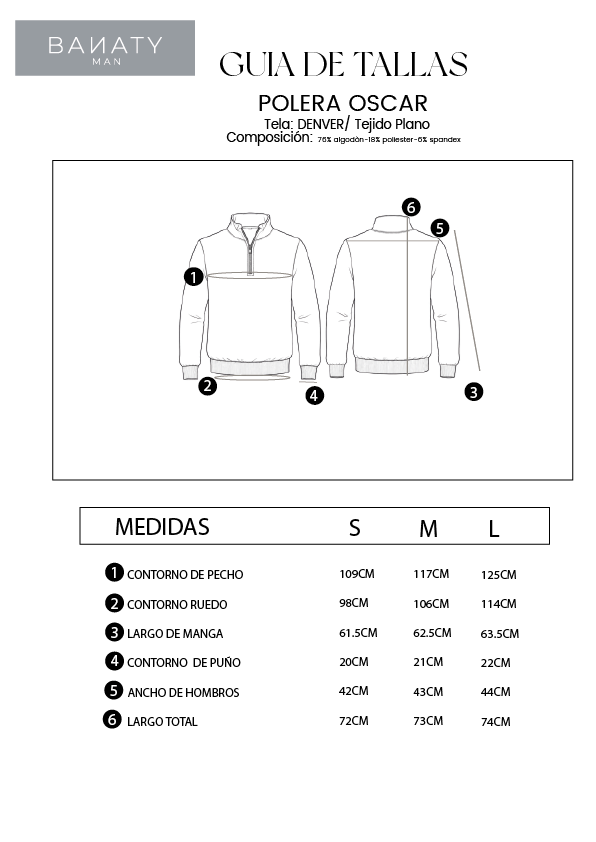 POLERA HOMBRE CUELLO ALTO CON CIERRE DE ALGODÓN - NEGRO
