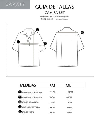 CAMISA MANGA CORTA CUELLO ABIERTO DE LINO MARRON - RETI