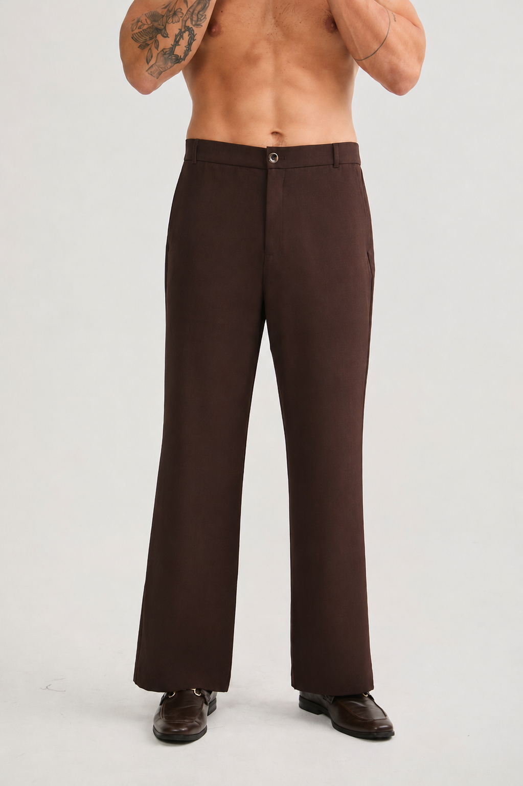 PANTALON PALAZO DE VESTIR PARA HOMBRE YAARUB MARRON